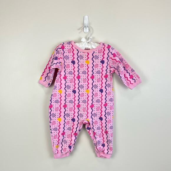 Vintage Mini Wear Pink Heart Jumpsuit Romper 18 Months - Picture 1 of 7